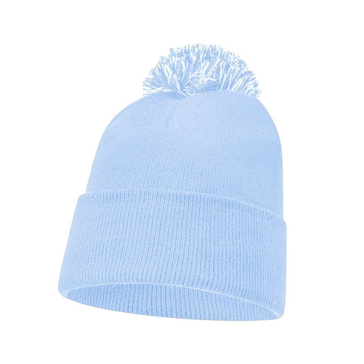 Plain Pom Pom Beanie Hats – 12 Pack