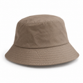 Plain beige cotton bucket hat with stitched brim