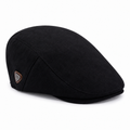 Plain black Royal Stallion flat cap with short curved peak