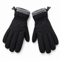 Pair of men's black waterproof gloves with grey cuff lining