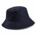 Plain navy blue cotton bucket hat with stitched brim