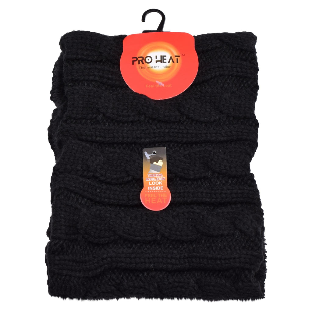 Cable Knit Fur-Lined Neck Warmer – Black