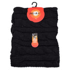 Cable Knit Fur-Lined Neck Warmer – Black