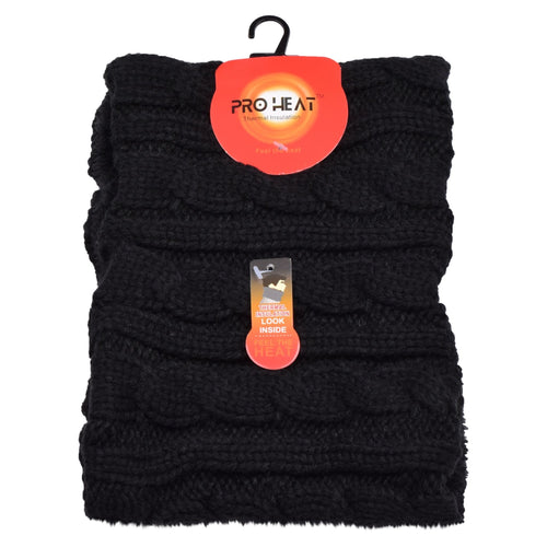 Cable Knit Fur-Lined Neck Warmer – Black