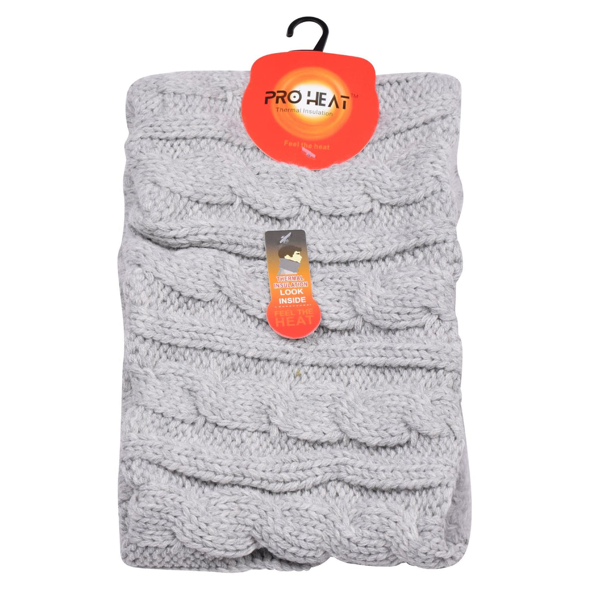 Cable Knit Fur-Lined Neck Warmer – Light Grey