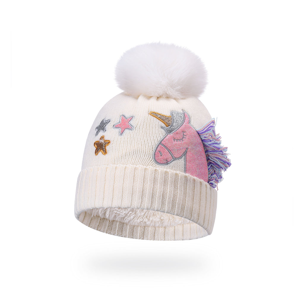 Girls Unicorn Star Beanie Hat – 12 Pack – 12 hats – Kids’ Size 52–56 cm