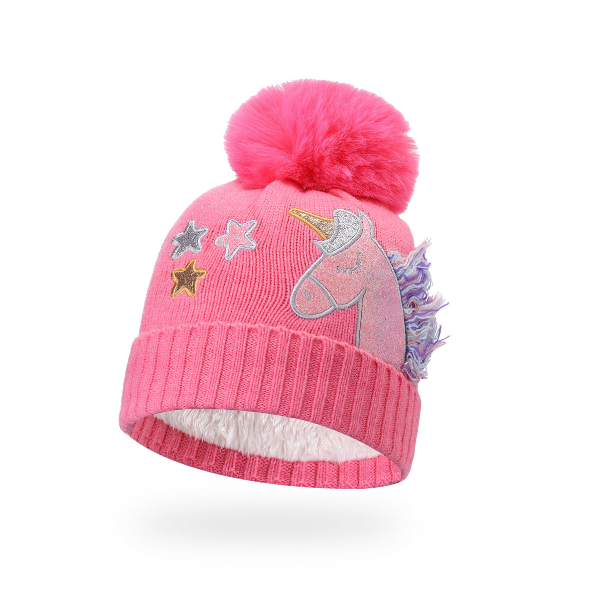 Girls Unicorn Star Beanie Hat – 12 Pack – 12 hats – Kids’ Size 52–56 cm