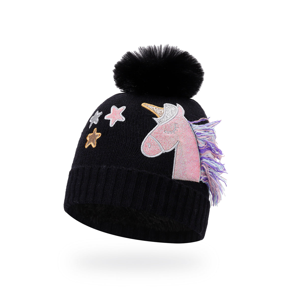 Girls Unicorn Star Beanie Hat – 12 Pack – 12 hats – Kids’ Size 52–56 cm