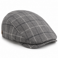 Original catalogue image of a grey checked flat cap with a short curved peak