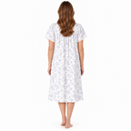 Back view of the Lamros lilac floral short-sleeve nightdress
