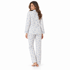 Back view of the Lamros blue floral long-sleeve pyjama set