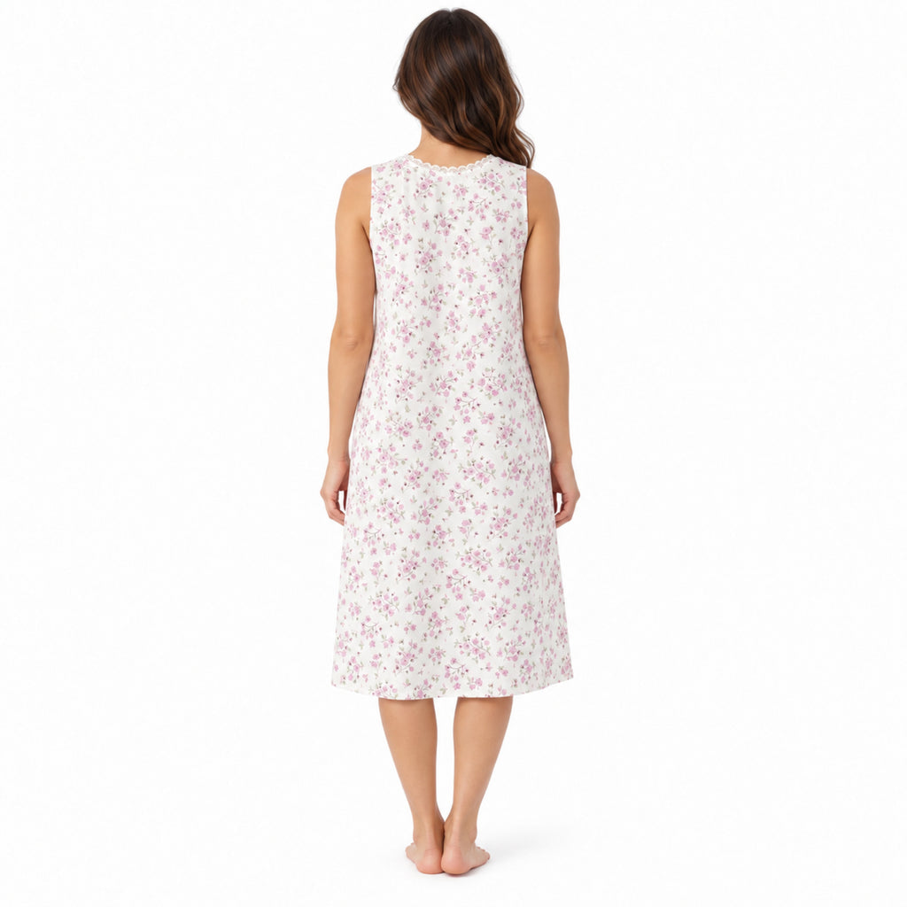 Back view of the Lamros pink sleeveless floral nightdress