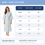 Lamros LR18 women's floral wrap dressing gown in blue – uk size and fit guide