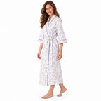 Lamros LR18 women's floral wrap dressing gown in lilac – side view